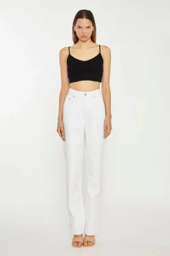 Glamorous Go To Partywear|Chic Escapes|White High-Waisted Side Split Jeans -