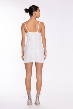 Glamorous Go To Partywear|Party Dresses|White Iridescent-Sequin Corset Mini-Dress -