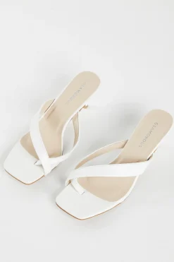 Glamorous Heels|Sandals|White Kitten Heel Kitten Heel-Heeled Sandal -