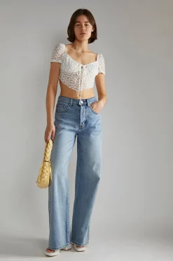 Glamorous Chic Escapes|Tops & T-shirts|White Lace Milkmaid Hanky hem-Top -