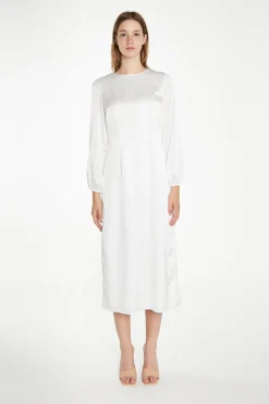 Glamorous Best Dressed Guest|Midi & Midaxi Dresses|White Long-Sleeve Midi-Dress -
