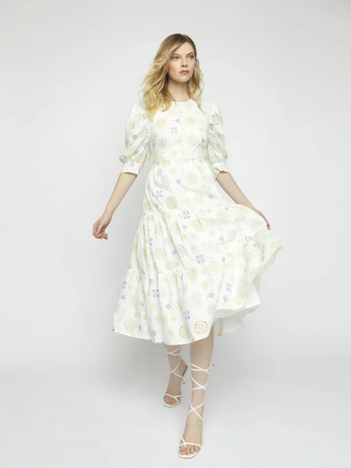Glamorous Day Dresses|Midi & Midaxi Dresses|White Pastel Broderie Midi Dress -