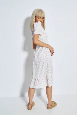 Glamorous Day Dresses|Midi & Midaxi Dresses|White Pink Cluster Side Split Midi Dress -