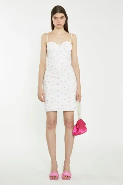 Glamorous Go To Partywear|Chic Escapes|White Pink Floral Corset Mini-Dress -