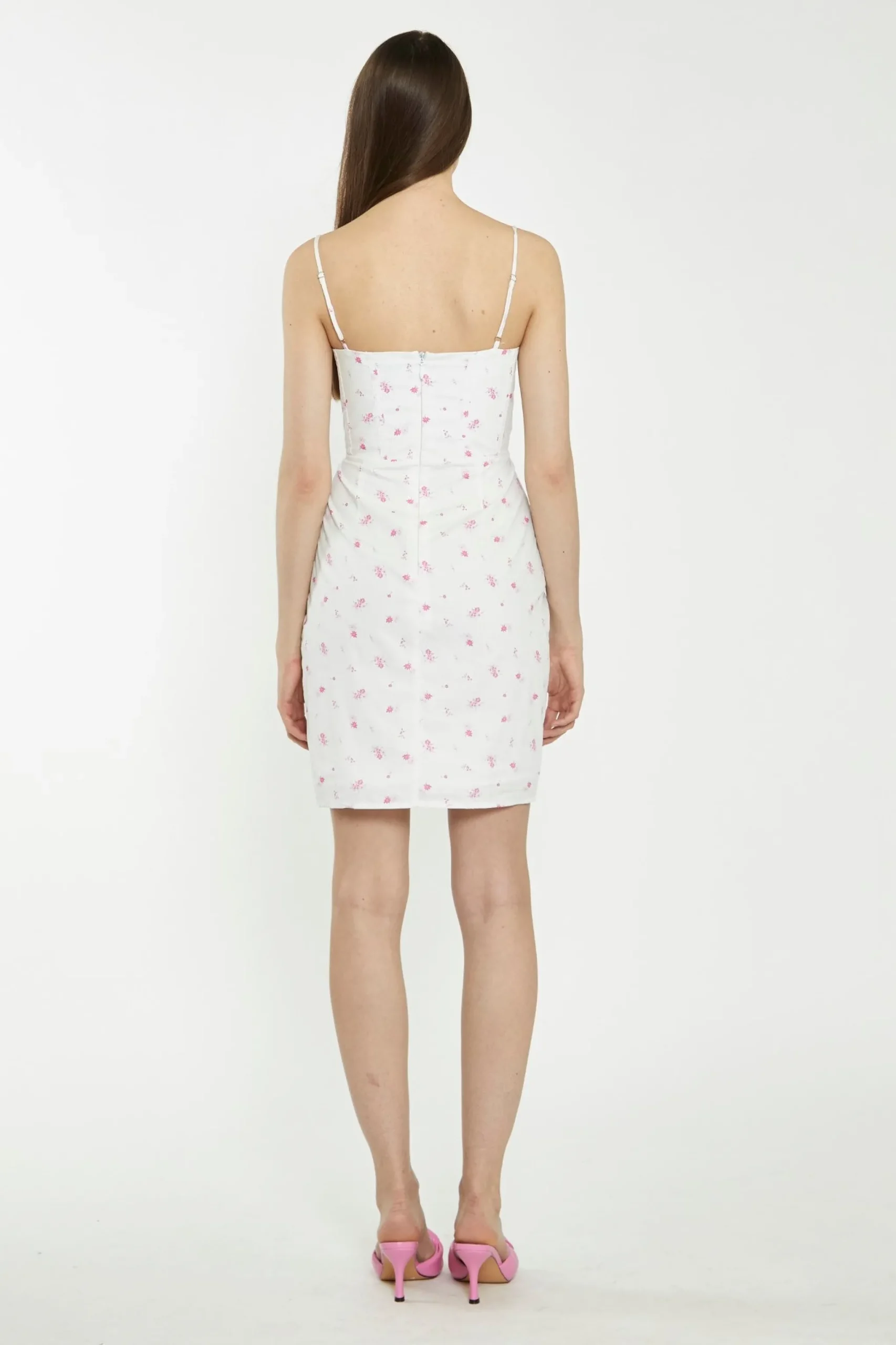 Glamorous Go To Partywear|Chic Escapes|White Pink Floral Corset Mini-Dress -