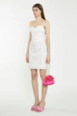 Glamorous Go To Partywear|Chic Escapes|White Pink Floral Corset Mini-Dress -