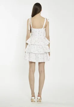 Glamorous Mini Dresses|Mini Dresses|White Pink Floral Tiered Corset Mini-Dress -