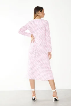 Glamorous Day Dresses|Midi & Midaxi Dresses|White Pink Splodge Side Split Midi Dress -