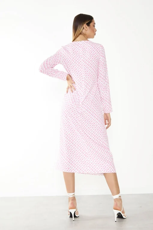 Glamorous Day Dresses|Midi & Midaxi Dresses|White Pink Splodge Side Split Midi Dress -