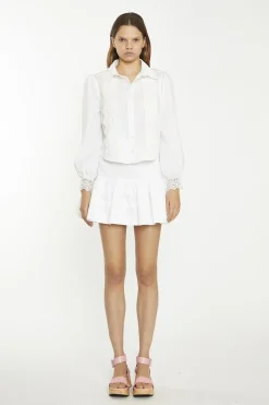 Glamorous Mini Skirts|White Pleated Mini-Skirt -