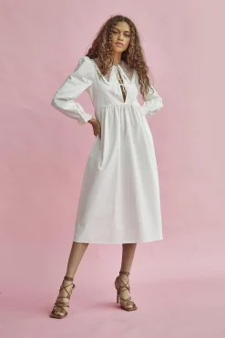 Glamorous Midi & Midaxi Dresses|Midi & Midaxi Dresses|White Red Pink Ditsy Collared Long-Sleeve Midaxi-Dress -