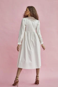Glamorous Midi & Midaxi Dresses|Midi & Midaxi Dresses|White Red Pink Ditsy Collared Long-Sleeve Midaxi-Dress -