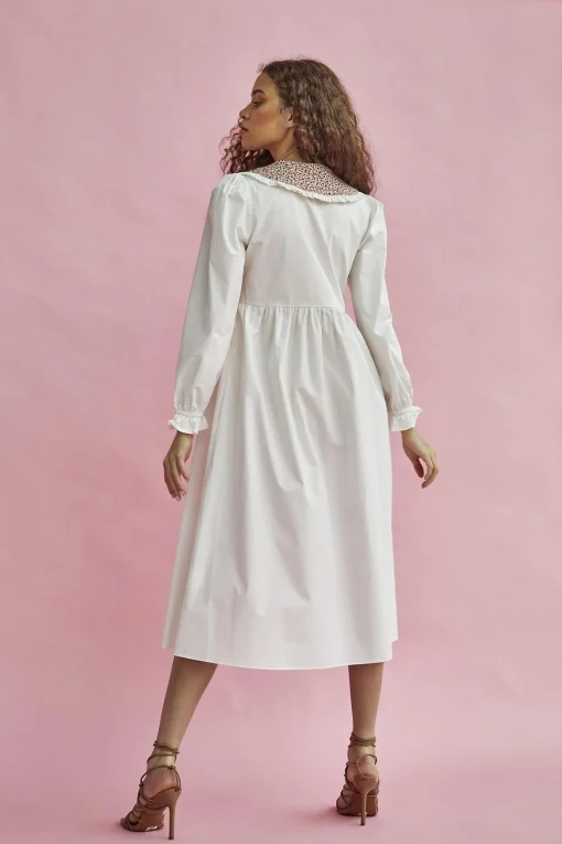Glamorous Midi & Midaxi Dresses|Midi & Midaxi Dresses|White Red Pink Ditsy Collared Long-Sleeve Midaxi-Dress -