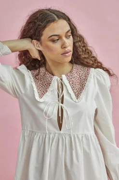 Glamorous Midi & Midaxi Dresses|Midi & Midaxi Dresses|White Red Pink Ditsy Collared Long-Sleeve Midaxi-Dress -