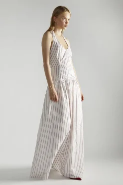 Glamorous Maxi Dresses|Maxi Dresses|White Red Stripe Halter-Neck Maxi-Dress -