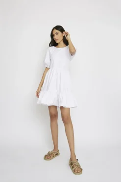 Glamorous Day Dresses|Mini Dresses|White Ruffle Hem Mini-Dress -
