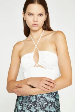 Glamorous Go To Partywear|Tops & T-shirts|White Satin Strappy Halterneck Corset-Top -
