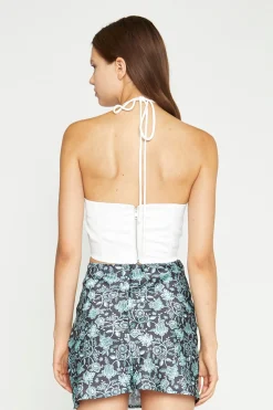 Glamorous Go To Partywear|Tops & T-shirts|White Satin Strappy Halterneck Corset-Top -