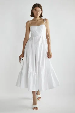 Glamorous Midi & Midaxi Dresses|Midi & Midaxi Dresses|White Scoop-Neck Midi-Dresses -