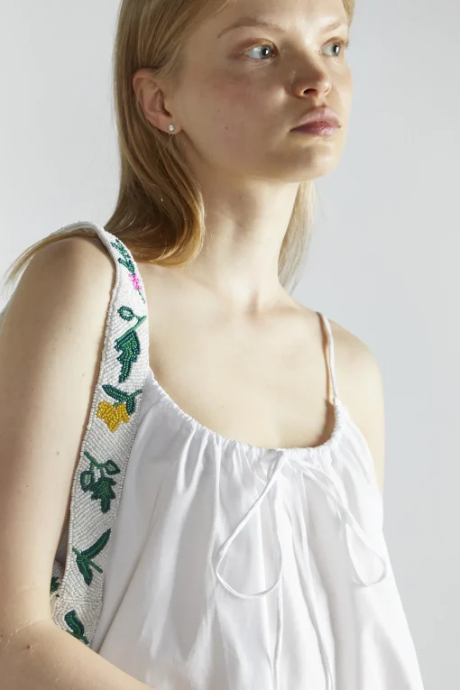Glamorous Mini Dresses|Mini Dresses|White Scoop-Neck Tie Detailing Mini-Dress -