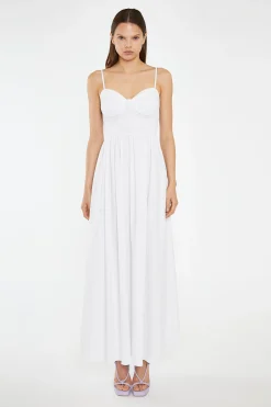 Glamorous Day Dresses|Maxi Dresses|White Shirred Bodice Maxi-Dress -