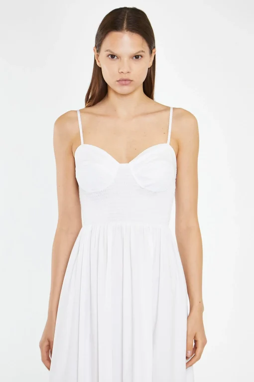 Glamorous Day Dresses|Maxi Dresses|White Shirred Bodice Maxi-Dress -