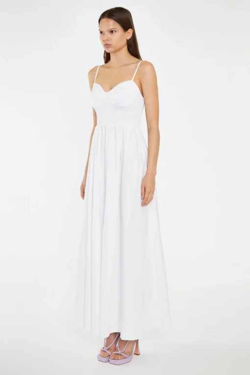 Glamorous Day Dresses|Maxi Dresses|White Shirred Bodice Maxi-Dress -