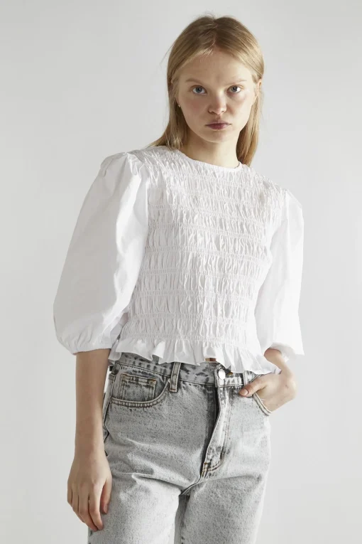 Glamorous Blouses & Shirts|White Shirred Top -