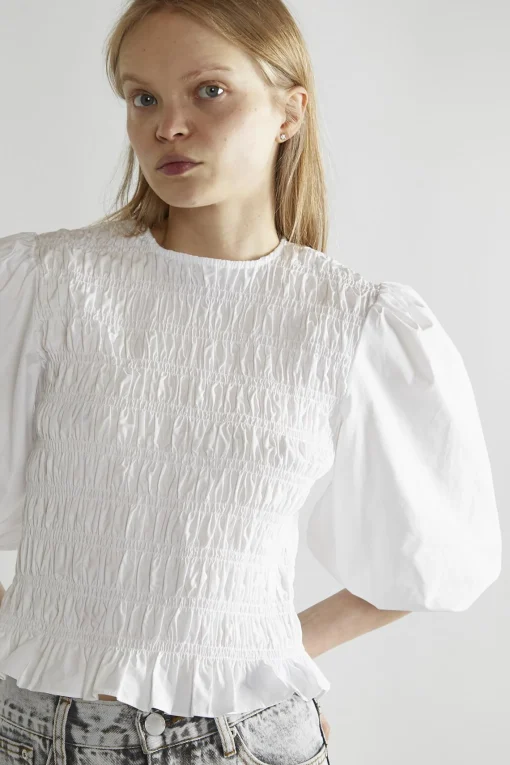 Glamorous Blouses & Shirts|White Shirred Top -