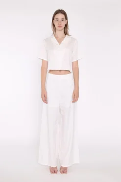 Glamorous Blouses & Shirts|White Short-Sleeve Cropped-Shirt -