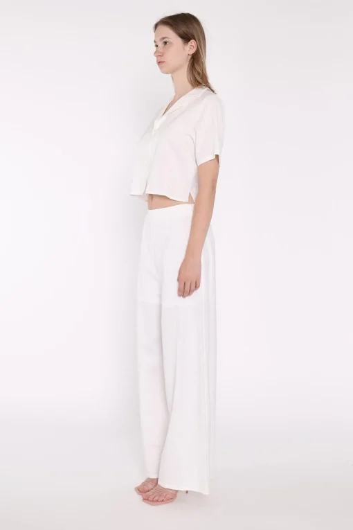 Glamorous Blouses & Shirts|White Short-Sleeve Cropped-Shirt -