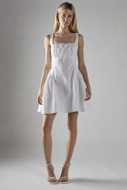 Glamorous Day Dresses|Mini Dresses|White Square Neckline Mini-Dress -