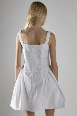 Glamorous Day Dresses|Mini Dresses|White Square Neckline Mini-Dress -