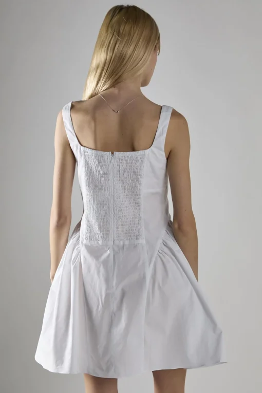 Glamorous Day Dresses|Mini Dresses|White Square Neckline Mini-Dress -