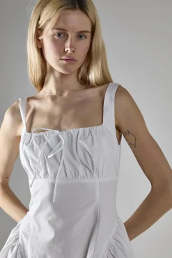 Glamorous Day Dresses|Mini Dresses|White Square Neckline Mini-Dress -