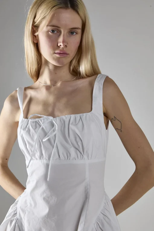 Glamorous Day Dresses|Mini Dresses|White Square Neckline Mini-Dress -
