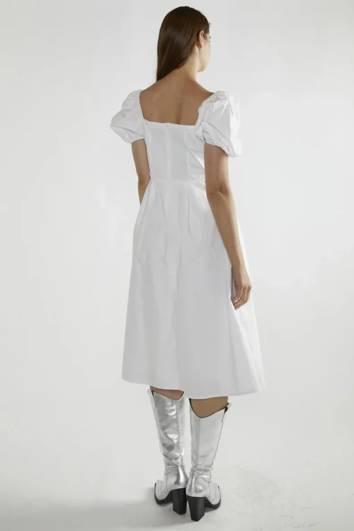 Glamorous Day Dresses|Midi & Midaxi Dresses|White Square-Neck Midi-Dress -