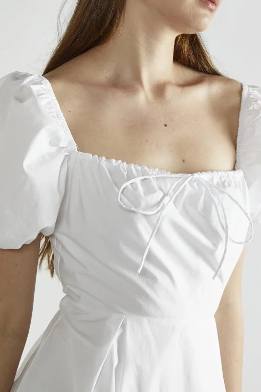 Glamorous Day Dresses|Midi & Midaxi Dresses|White Square-Neck Midi-Dress -