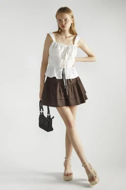 Glamorous Blouses & Shirts|White Square-Neck Sleeveless-Top -