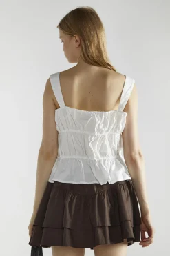 Glamorous Blouses & Shirts|White Square-Neck Sleeveless-Top -
