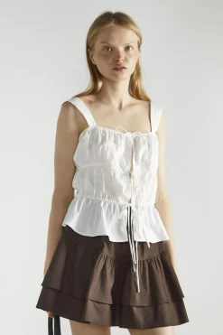 Glamorous Blouses & Shirts|White Square-Neck Sleeveless-Top -