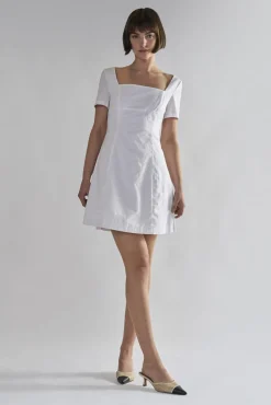 Glamorous Day Dresses|Mini Dresses|White Square-Neck-Mini-Dresses -