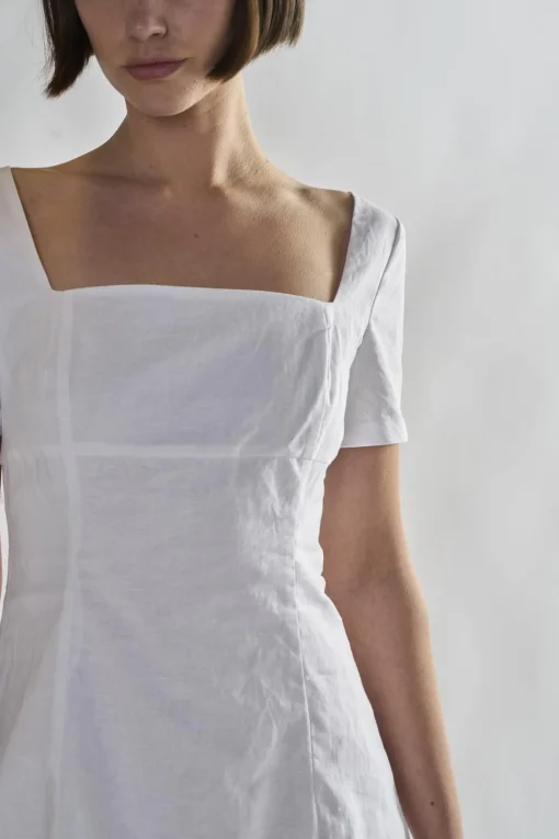 Glamorous Day Dresses|Mini Dresses|White Square-Neck-Mini-Dresses -