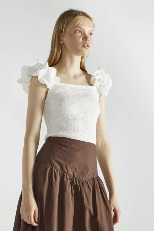 Glamorous Tops & T-shirts|White Square-Neck-Tops -