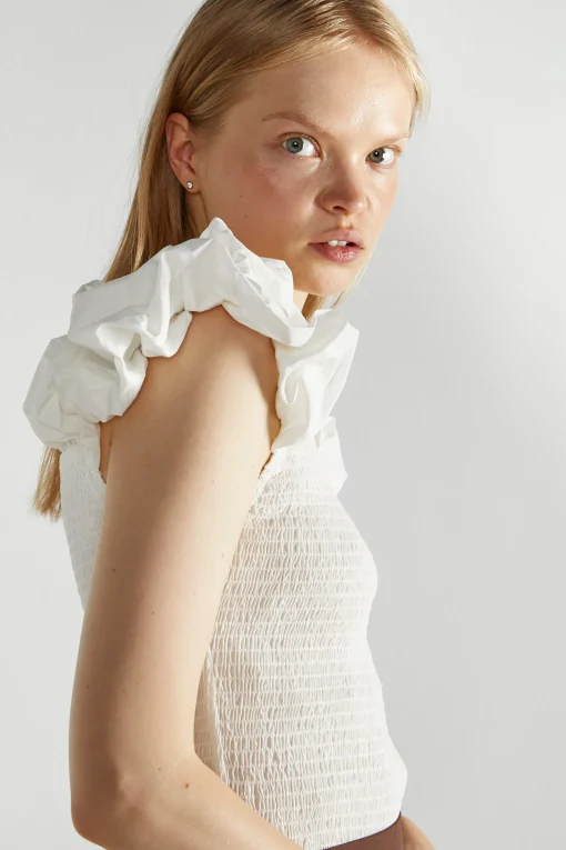 Glamorous Tops & T-shirts|White Square-Neck-Tops -