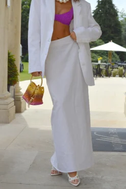 Glamorous Chic Escapes|Glamorous Studio|White Straight-Fit Maxi-Skirt -