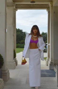 Glamorous Chic Escapes|Glamorous Studio|White Straight-Fit Maxi-Skirt -