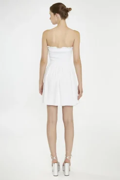 Glamorous Day Dresses|Mini Dresses|White Strapless Smocked Mini-Dress -