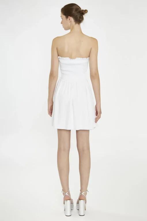 Glamorous Day Dresses|Mini Dresses|White Strapless Smocked Mini-Dress -