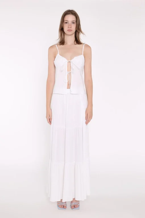 Glamorous Blouses & Shirts|White Tie-Front Top -
